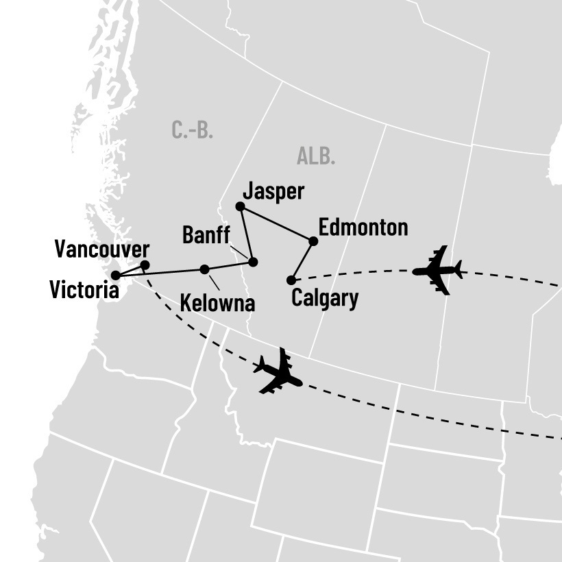 Escapade dans l’Ouest Canadien incluant le Stampede map