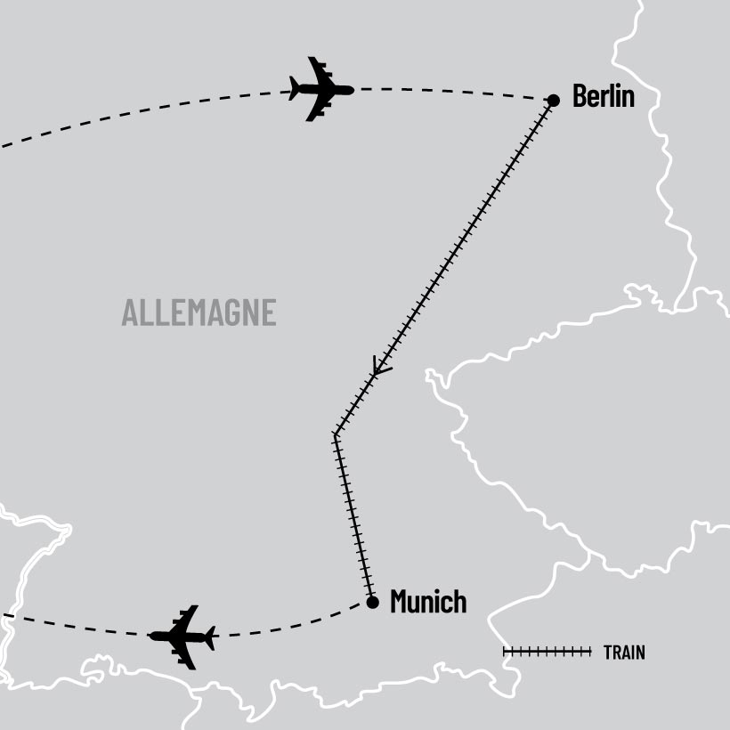 Féerie de Noël à Berlin et Munich en train map