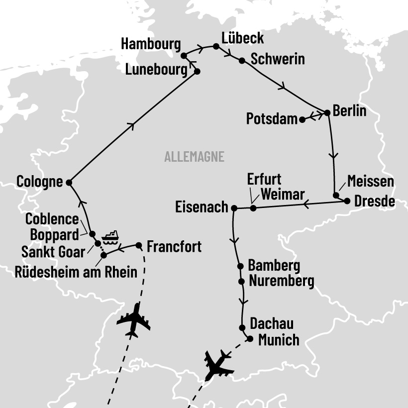 Grand Tour d'Allemagne map
