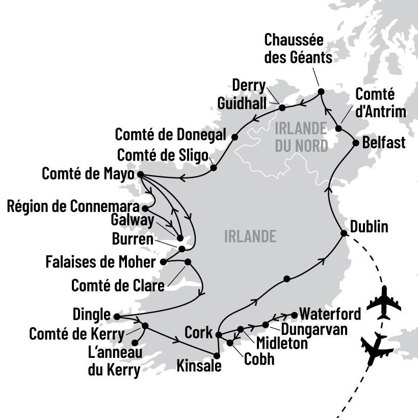 Grand tour d'Irlande map