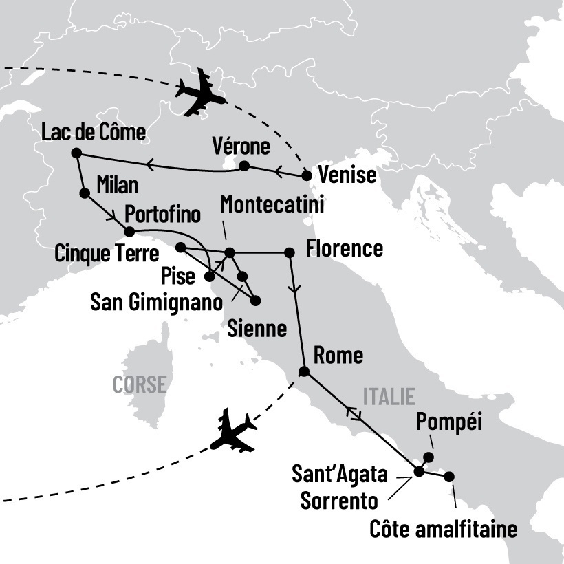 Grand tour d'Italie map