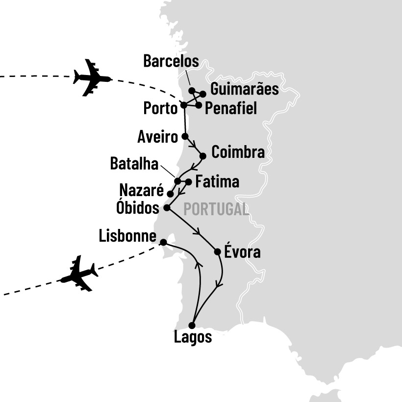 Grand tour et saveurs du Portugal map