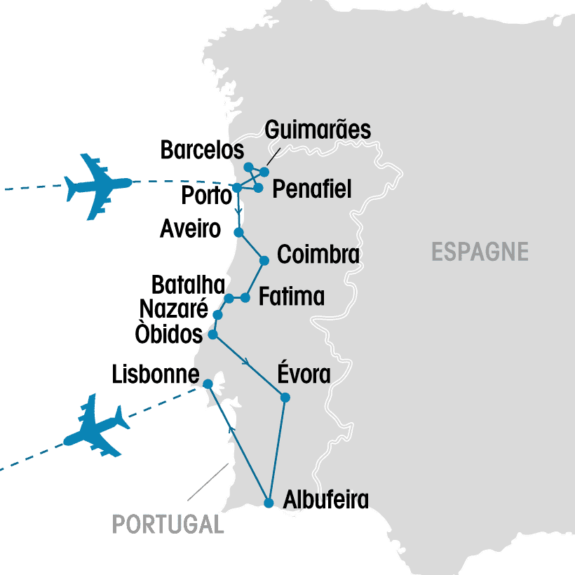 Grand tour et saveurs du Portugal map
