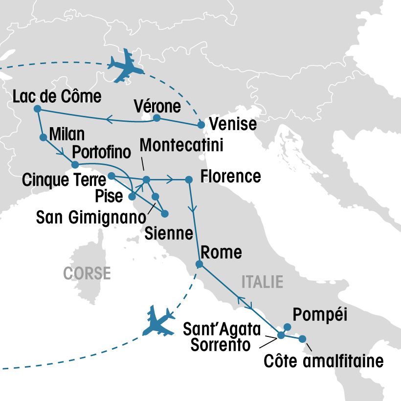 Grand tour d'Italie map