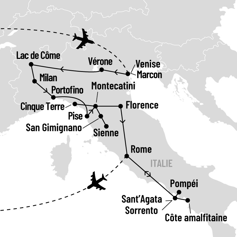 Grand tour d'Italie map