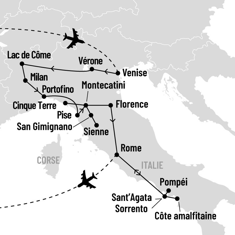 Grand tour d'Italie map