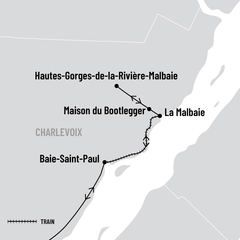 Hautes-Gorges-de-la-Rivière-Malbaie et le Train de Charlevoix map