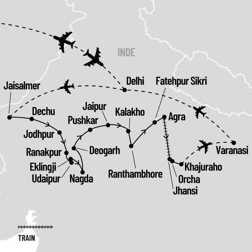 Héritage et nature de l'Inde du Nord map