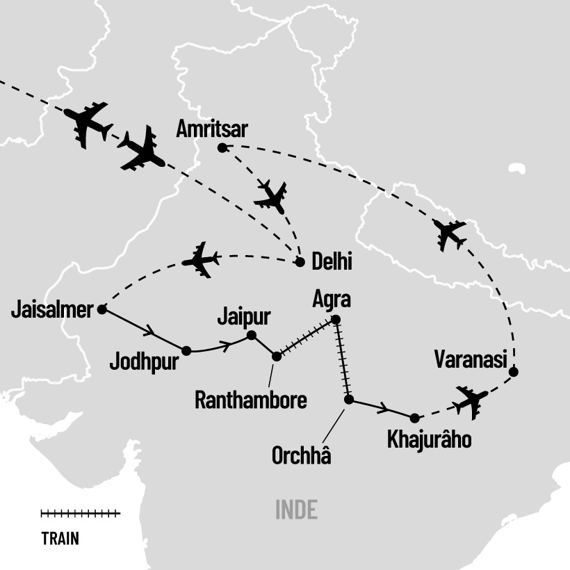 Inde du nord, pays des Maharajas map