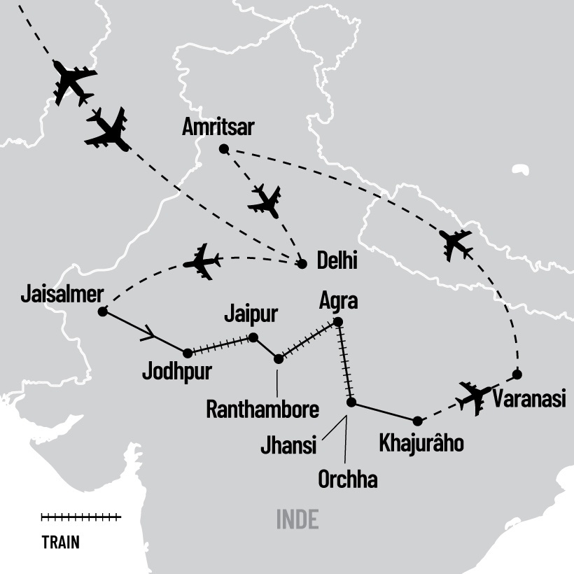 Inde du nord, pays des Maharajas map