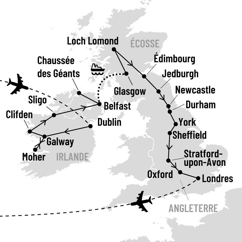 Irlande, Écosse, Angleterre map