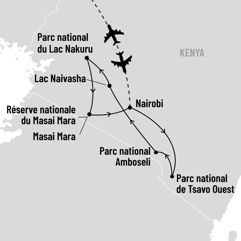 Kenya : Safaris au coeur du royaume animal map