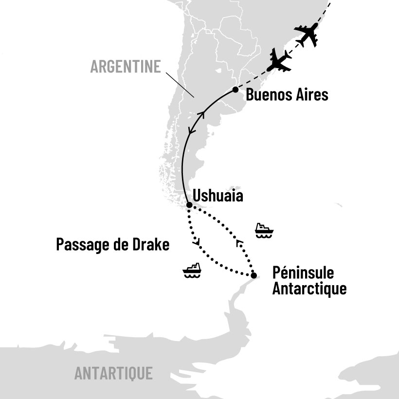 L'Antarctique emblématique en croisière map