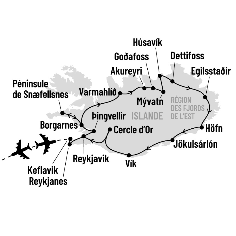 Le grand tour de l'Islande map