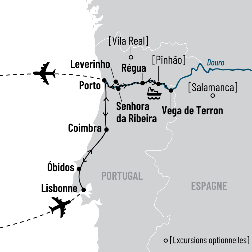 Lisbonne, Porto et croisière au coeur de la vallée du Douro map