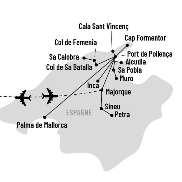 Majorque à vélo map