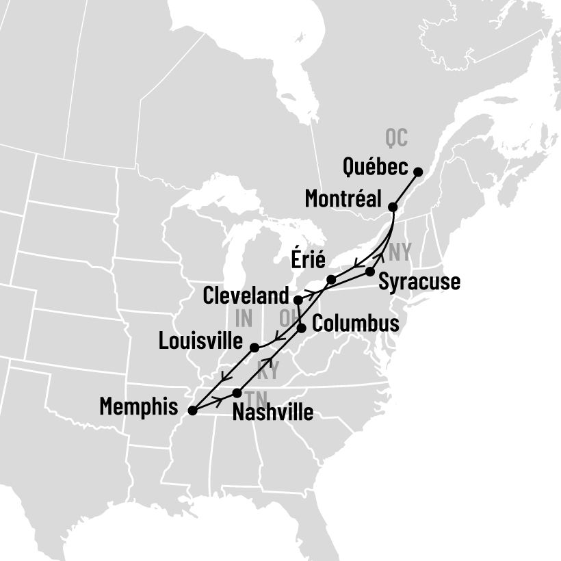 Nashville et Memphis map