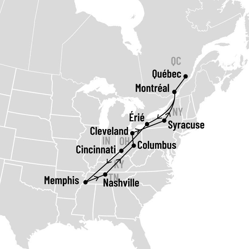 Nashville et Memphis map