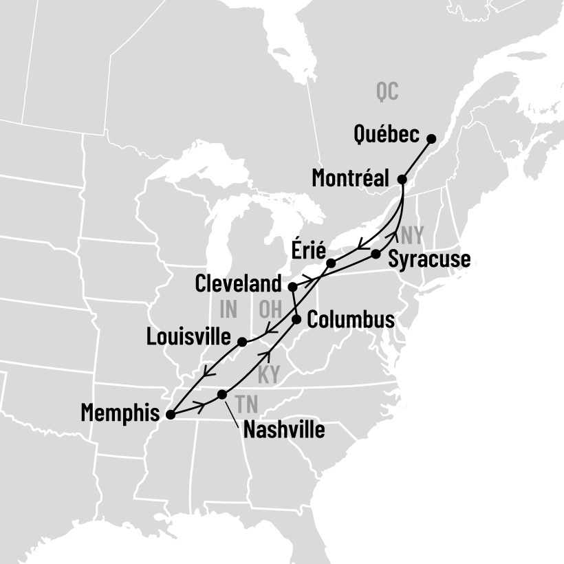 Nashville et Memphis map