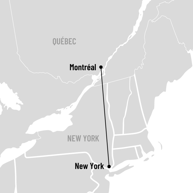 Escapade urbaine à New York - Départ de la région de Montréal map