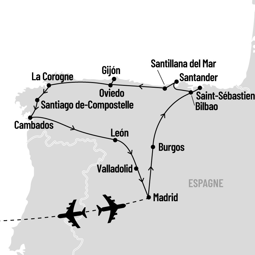 Nord de l'Espagne et la côte Atlantique map