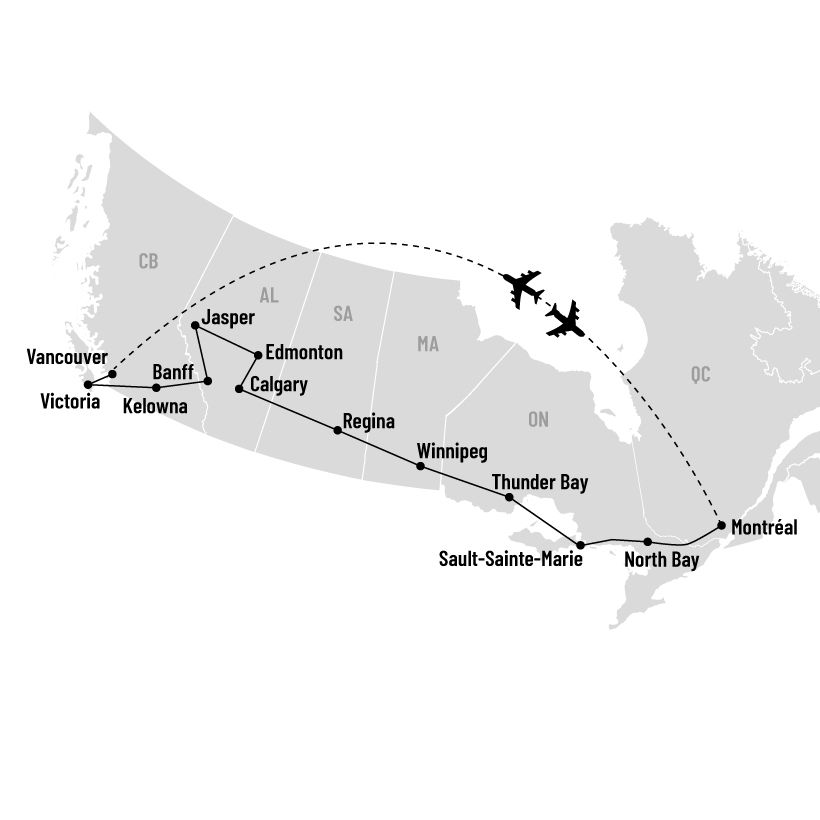 Ouest canadien : La route panoramique incluant le Stampede map