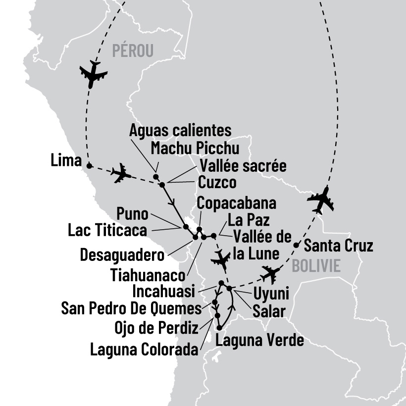 Pérou et Bolivie map