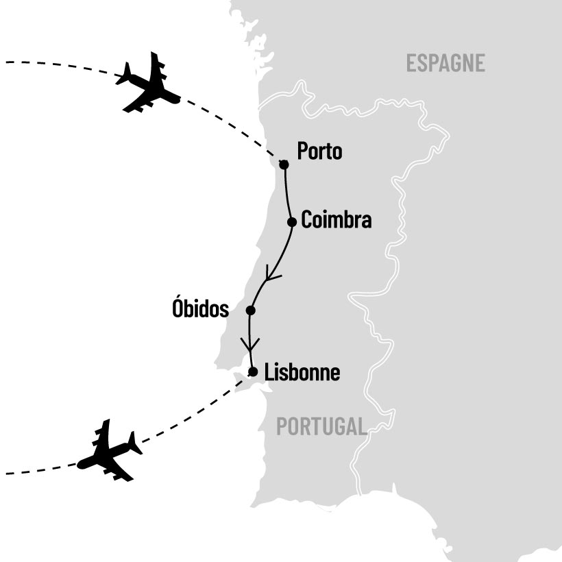 Porto et Lisbonne map
