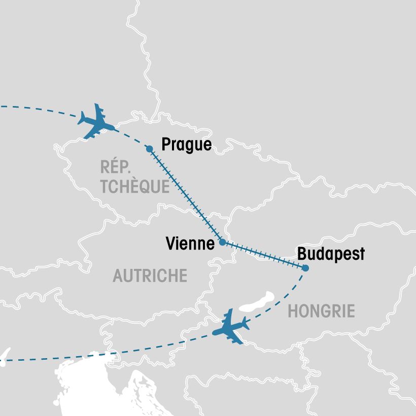 Prague, Vienne et Budapest en liberté map
