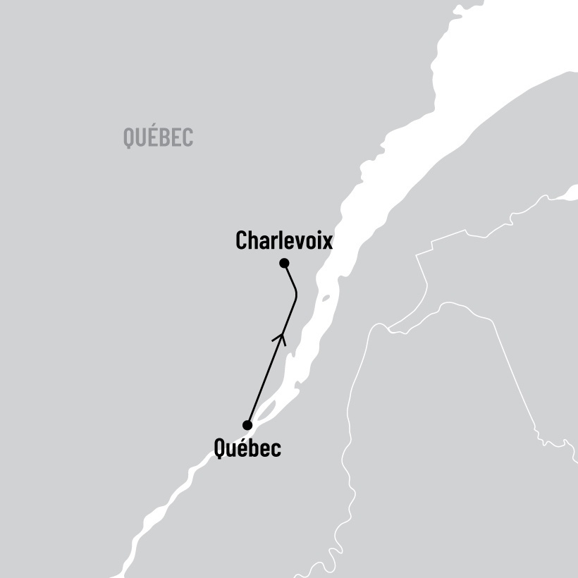 Québec, Charlevoix et Tadoussac - Traitement VIP map