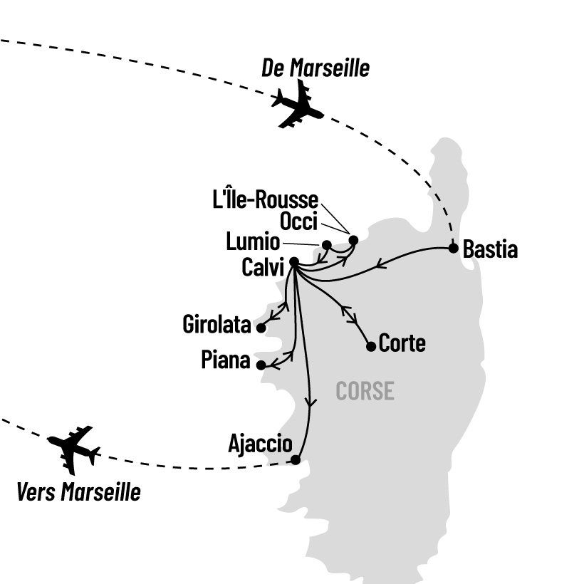 Randonnées en Corse map
