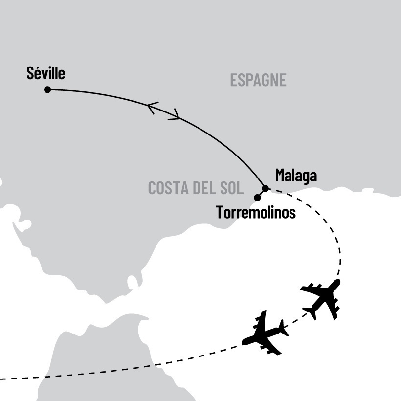 Séjour à Séville et sur la Costa del Sol map