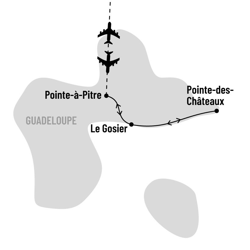 Séjour en Guadeloupe, l'île papillon map