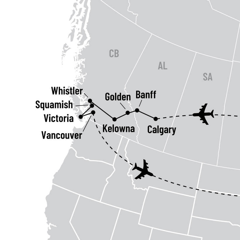 Tournée express de l'Ouest canadien map