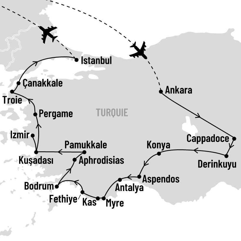 Turquie Histoire et trésors naturels map