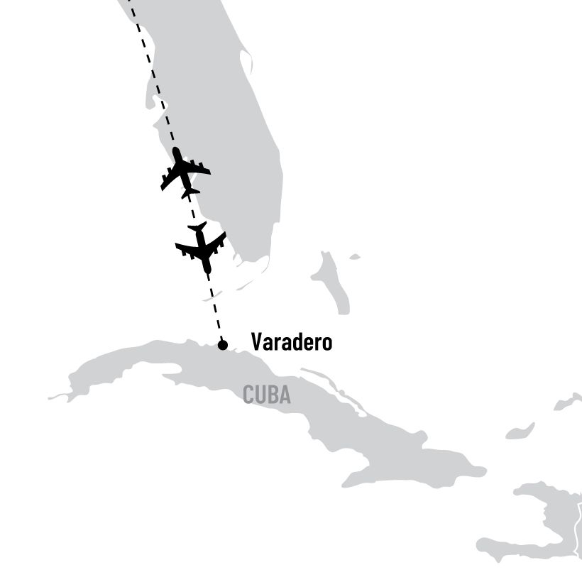 Varadero, Cuba à vélo map