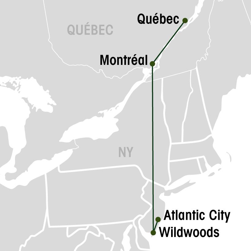 Wildwood et Atlantic City map