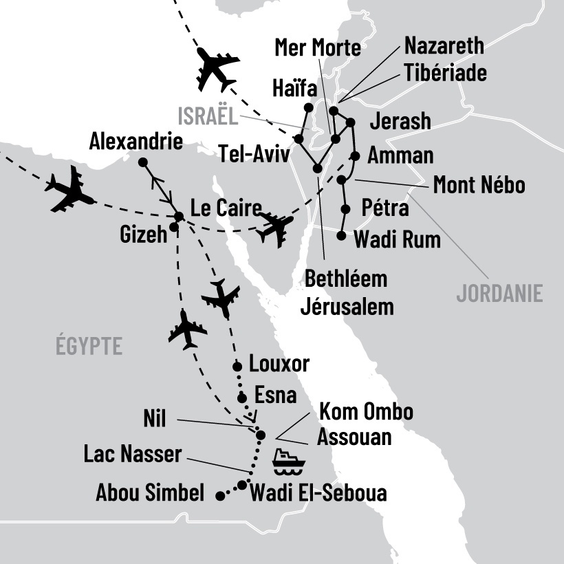 Carrefours de l'Histoire: Égypte, Jordanie et Israël map