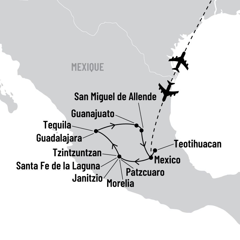 Le cœur colonial du Mexique map