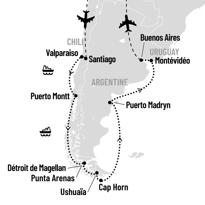 Croisière en Amérique du Sud map