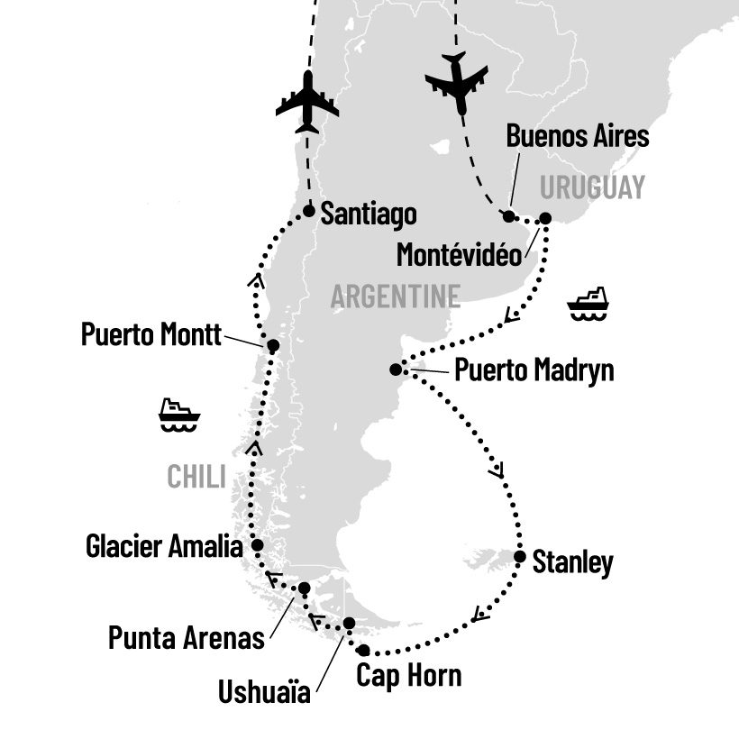 Croisière en Amérique du Sud map
