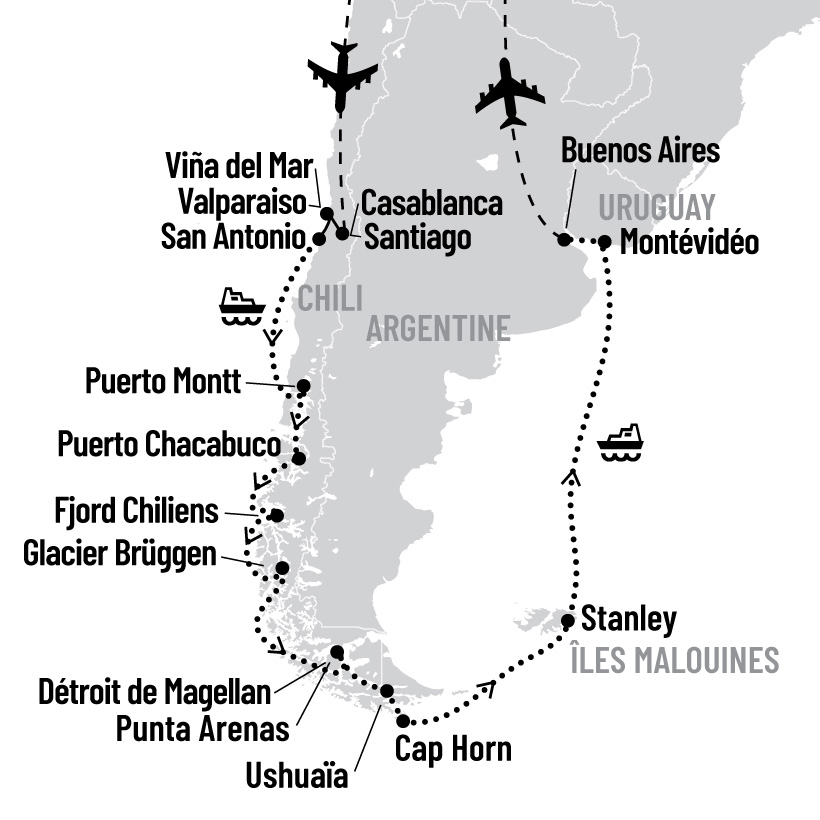 Croisière en Amérique du Sud map