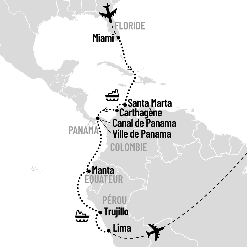 Pérou, Colombie et Équateur en croisière map