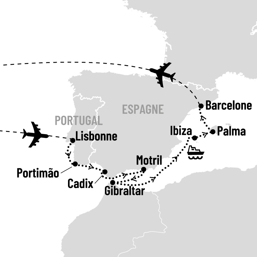 Duo Espagne et Portugal en croisière map