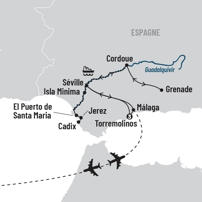 Croisière en Espagne et séjour sur la Costa del Sol map