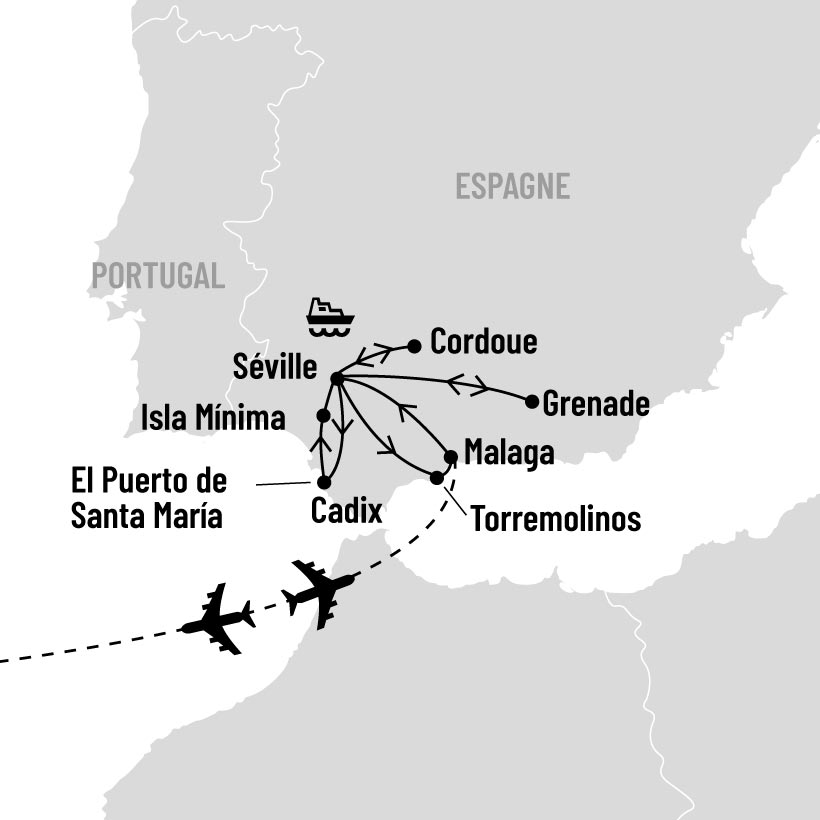 Croisière en Espagne et séjour sur la Costa del Sol map