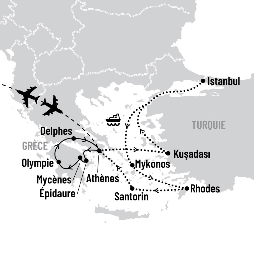 Croisière dans les îles grecques map