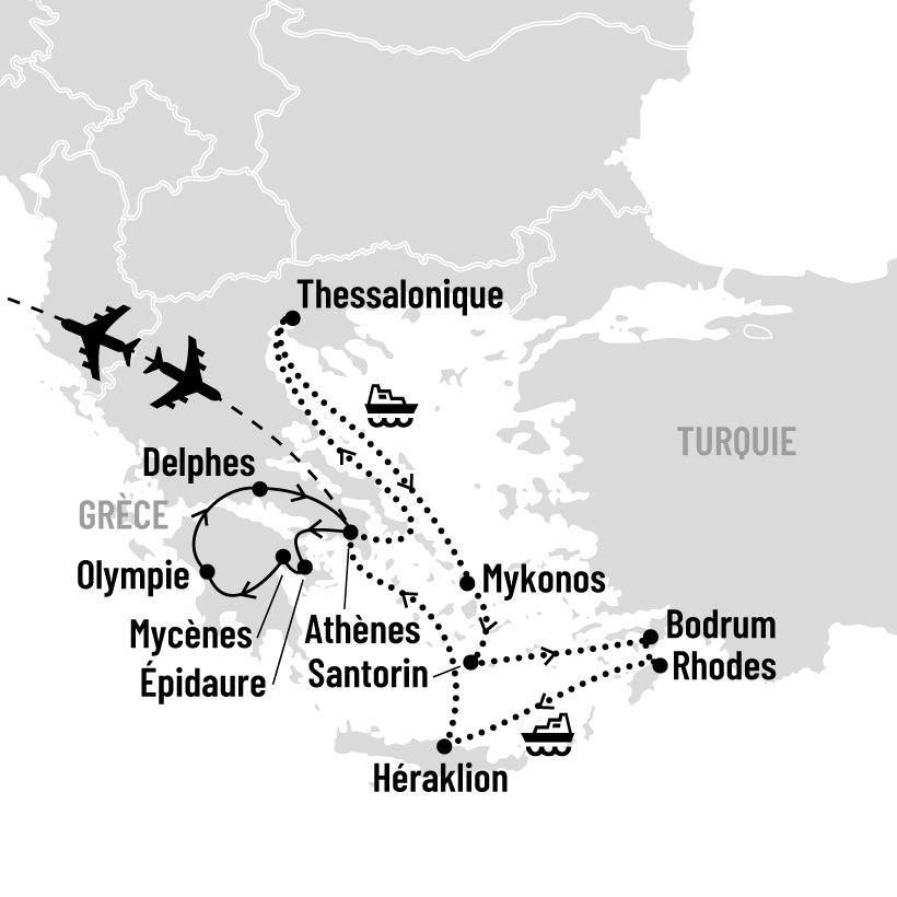 Croisière dans les îles grecques map