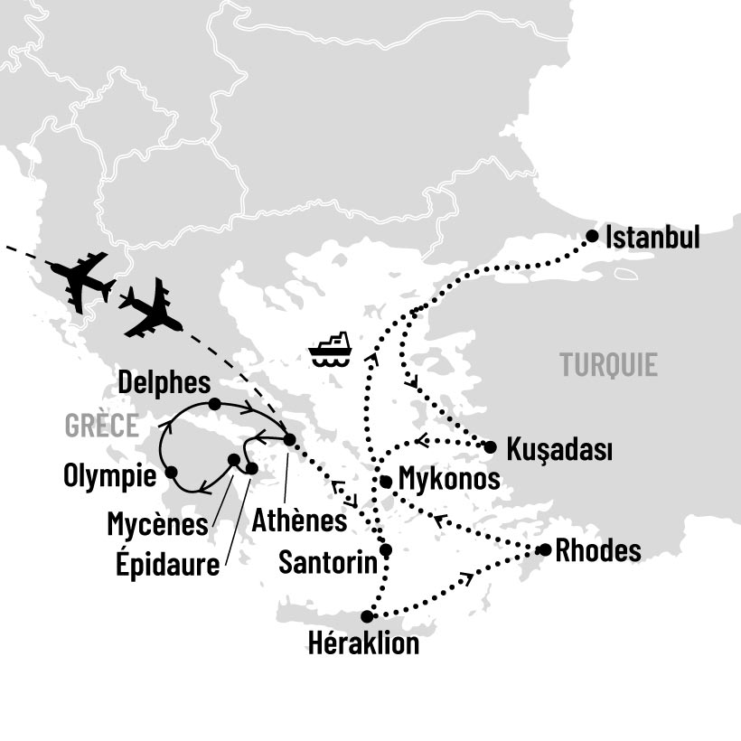 Croisière dans les îles grecques map