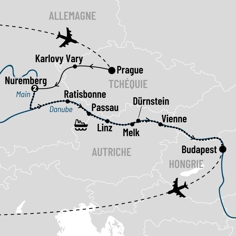 Croisière fluviale Scenic - Les joyaux du Danube map